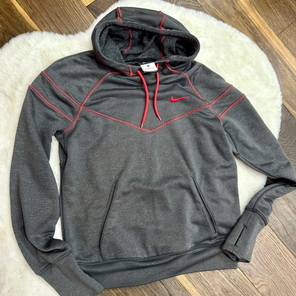 Nike Charcoal Hoodie with Red Highlights